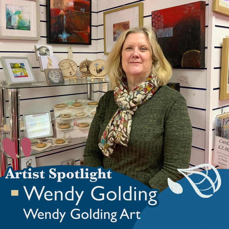 Artist Spotlight Graphic for Glocestershire Arts and Crafts Centre