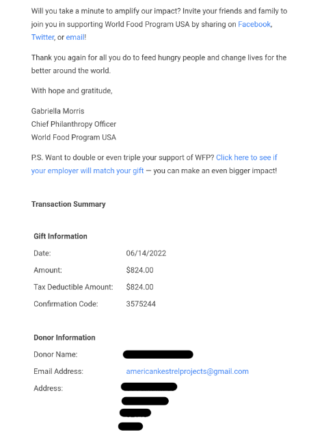 Donation Receipt Donation Receipt